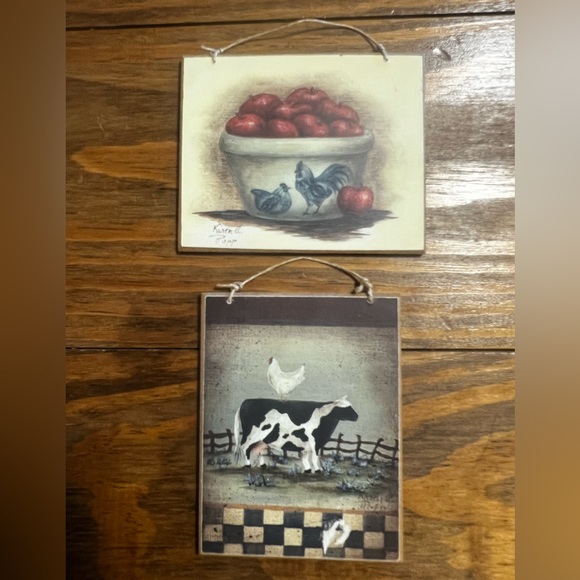 Other - Rustic Farmhouse Wall Decor Set with Rooster and Cow Designs